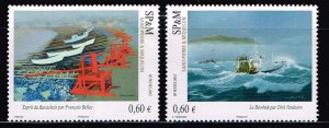 Saint Pierre and Miquelon, Sc.#961a-b MNH paintings,: ships