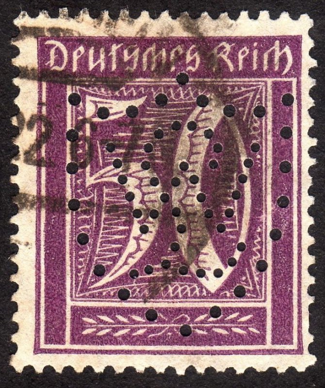 1922, Germany 50pfg, Used, perfin, Sc 167