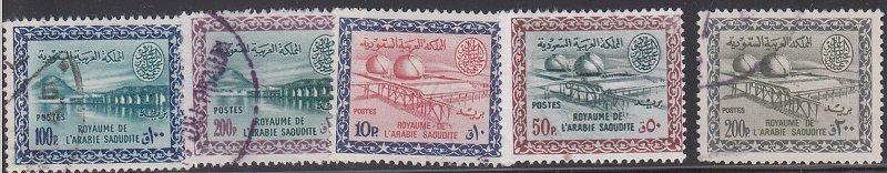 Saudi Arabia Scott 225,226,323,340,341 (341 couple blunt perfs) Used