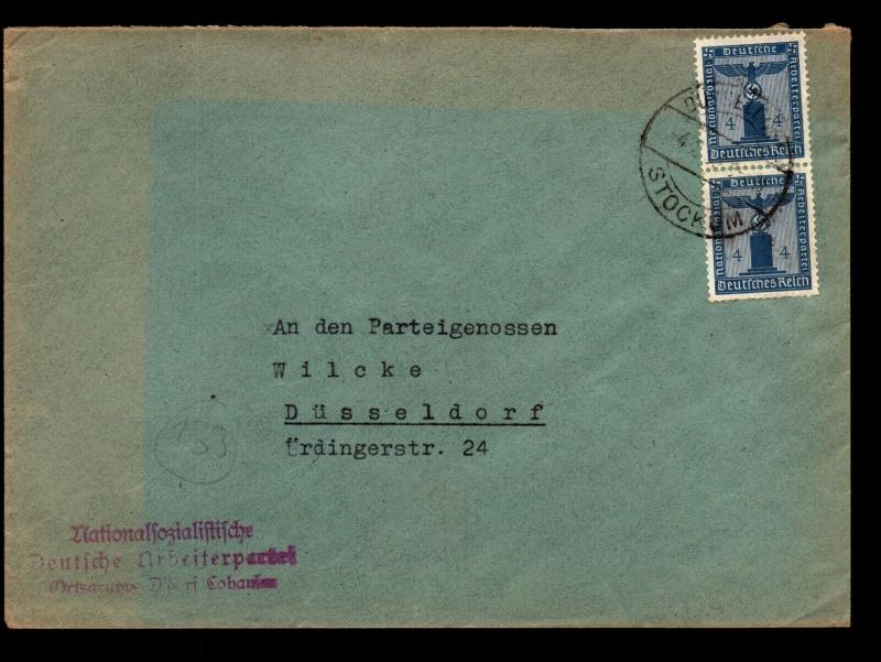 Germany 1930s Official Cover / 4Pf Pair - Z14058