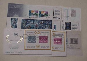 UNITED NATIONS NY  10 DIFF.  SHEETLETS 1960-1990 CACHET  UNADDRESSED