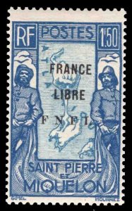 MOMEN: FRENCH ST PIERRE SC #218A MINT OG H LOT #65928