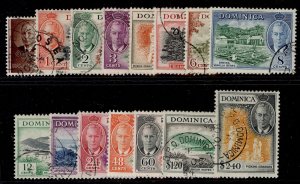 DOMINICA GVI SG120-134, 1951 complete set, FINE USED. Cat £100.