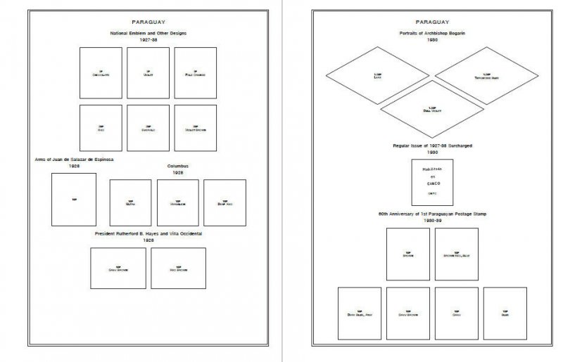 PRINTED PARAGUAY [CLASS.] 1870-1940 STAMP ALBUM PAGES (53 pages)