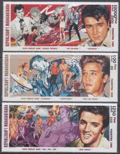 MALAGASY REPUBLIC Sc #1290,2,4 MNH SETS of 3 SOUVENIR SHEETS - ELVIS PRESLEY