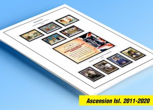 COLOR PRINTED ASCENSION ISLAND 2011-2020 STAMP ALBUM PAGES (33 illustr. pages)