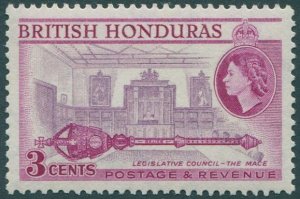 British Honduras 1953 SG181a 3c lilac and mauve QEII Legislative Council Mace ML