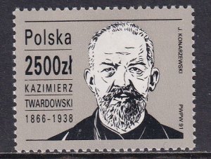 Poland 1991 Sc 3049 Philosopher Psychologist Kazimierz Twardowski Stamp MNH