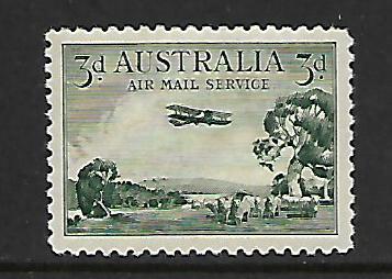 AUSTRALIA C1 MINT HINGED  AIRPLANE OVER BUSH LAND 1929