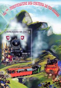 Chad 1998 Swiss Train 150th.Anniv.s/s Perforated scott#747g