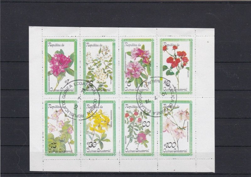 Republic of Equatorial Guinea Used Various Flowers Stamps Sheet Ref 25092