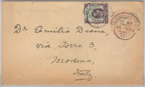 50662 - GB -  POSTAL HISTORY -   STATIONERY COVER 1 p. + SG 198 to ITALY  1895