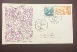 DM)1951, SPAIN, FIRST DAY COVER, ISSUE, CHRISTMAS RELIGIOUS ART EXHIBITION,