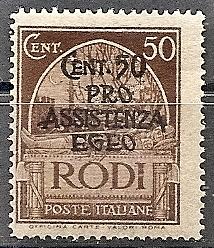 AEGEAN ISLS.-Rhodes B 6 MNH 1943 King Visit Surcharge