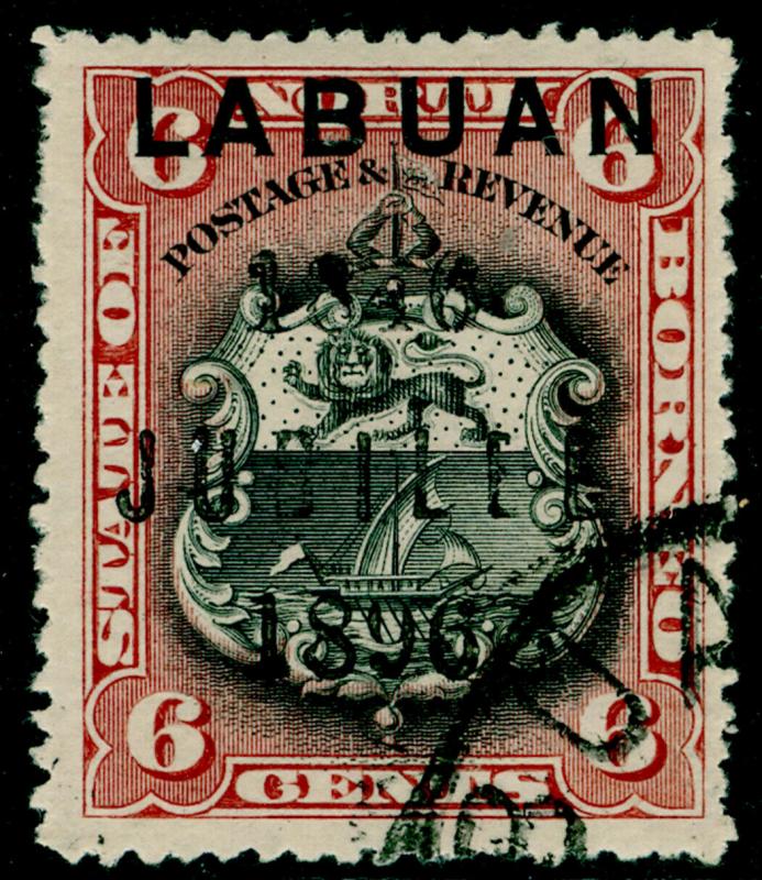 LABUAN SG87, 6c black & brown-lake, FINE USED. Cat £35. 