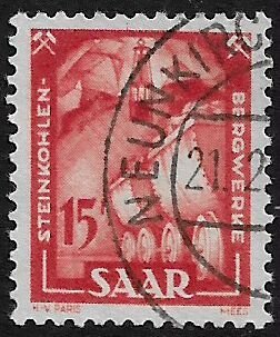 Saar #213 Used Stamp - Coal Mine Interior (a)