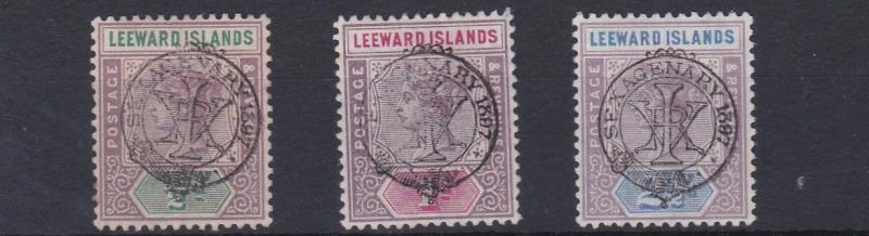 LEEWARD ISLANDS  1897  S G 9 - 11  VALUES TO 2 1/2D   MH   