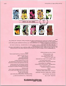 USPS SOUVENIR PAGE WILDFLOWER SERIES (2) STRIPS OF (5) 1992 TYPE B