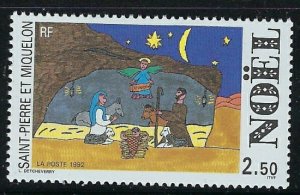 St Pierre and Miquelon 585 MNH 1992 Christmas (fe8447)