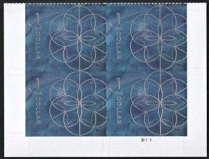 U.S.#5853 Floral Geometry $1.00 Plate Block of 4, MNH.  P# B1111