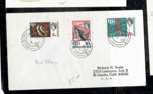 FIJI ISLANDS  (P0106B) 1969  QEII FISH 5C+10C+20C A/M COVER TO USA 