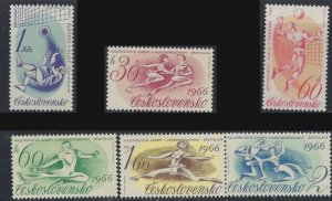 Czechoslovakia 1367-72 MNH 1966 Sports (ak3320)