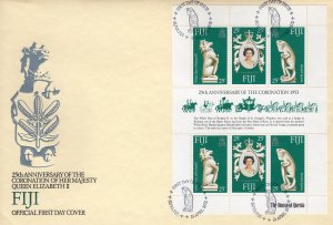 Fiji 1978 Sc#384 Coronation 25th.Anniversary Q.Elizabeth II Sheetlet (6) FDC