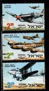 ISRAEL Scott 1337-1339 MNH  Military aircraft stamp set with tabs