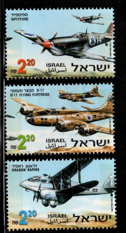 ISRAEL Scott 1337-1339 MNH  Military aircraft stamp set with tabs