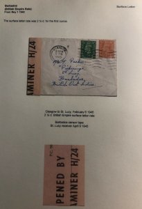 1945 Glasgow Scotland England Censored Cover To St Lucy Barbados