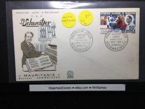 Mauritania FDC 21 Feb 1966 Doctor Schweitzer cachet Music Medicine