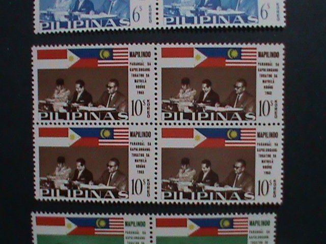 ​PHILIPPINES-1965-SC# 936-8 SIGNING  MANILA ACCORD-MAPILLINDO -MNH BLOCKS- VF