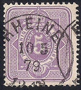 Germany #30 5 PFSuper Cancel Violet Stamp used F