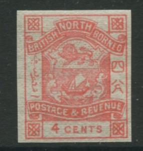 North Borneo -Scott 39-Imperforate Definitive Issue -1887-MNH -Single 4c Stamp