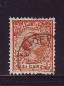 Netherlands Sc 45 1894 15 c yellow brown Wilhelmina stamp used