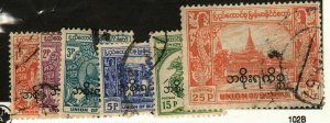 Burma #O81-3, O85, O87, O89 used