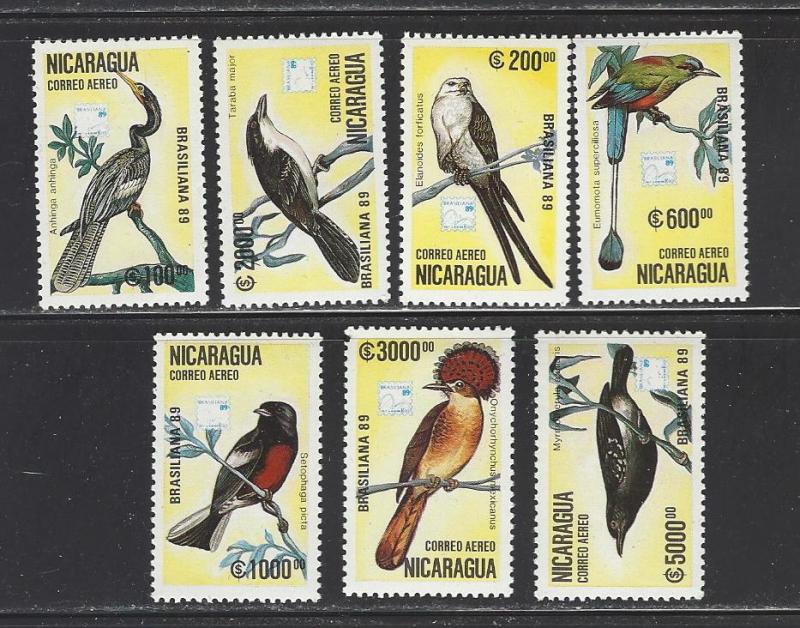 Nicaragua #C1172-1178 MNH Set of 7 Birds cv $5.20