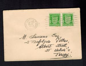 1942 Jersey Channel Islands Occupation Cover England Local Use to St Heliers 2