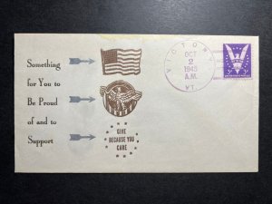1945 USA WWII Patriotic Cover Victory VT No Address Be Proud Support