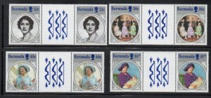 Bermuda Sc 469-72 1985 85th Birthday Queen Mother stamp set gutter pair mint NH
