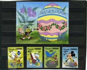 GRENADA GRENADINES 1981 DISNEY EASTER SET OF 4 STAMPS & S/S MNH