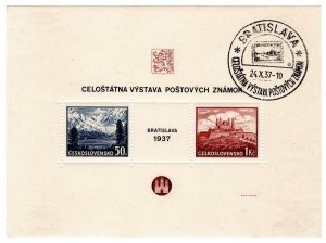 (I.B) Czechoslovakia Postal : Stamp Exhibition (Bratislava 1937)