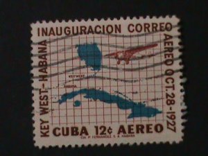 ​CUBA-SC#C172 30TH ANNIV: AIRMAIL SERVICE TO HAVANA-USED-VF-VERY OLD STAMP