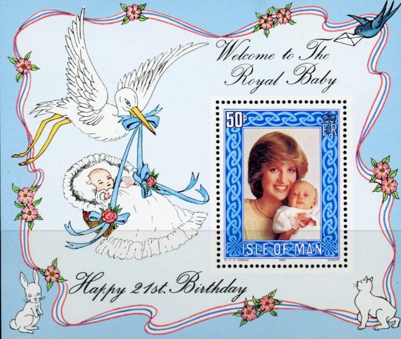 Isle of Man #223 MNH S/S CV$2.00 Diana William Royal Birth