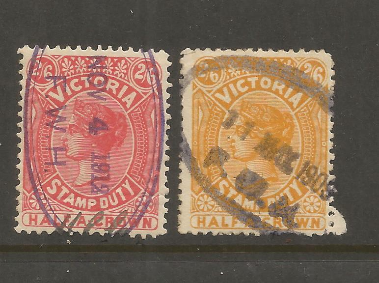 VICTORIA  USED, PAIR OF STAMPS, STAMP DUTY