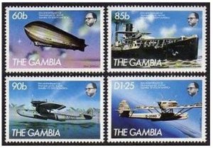 Gambia 529-532, MNH. Mi 535-538. Flight Gambia-South America,50, 1984. Aircraft.