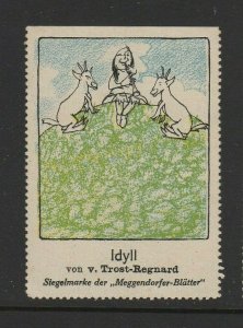 Germany - Idyll Book Publisher Advertising Stamp - Girl with Goats - NG