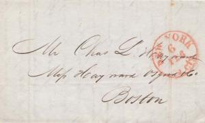 United States York York, 5 cts. 1846 red serifed cds  Stampless Folded Letter.