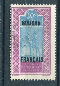 FRENCH COLONIES; SOUDAN 1921 early Pictorial Optd. issue fine used 10c. value