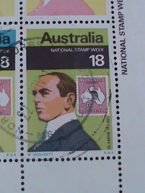 AUSTRALIA-1976-SC#648 NATIONAL STAMP WEEK-HOW A STAMP IS BORN- RARE USED S/S